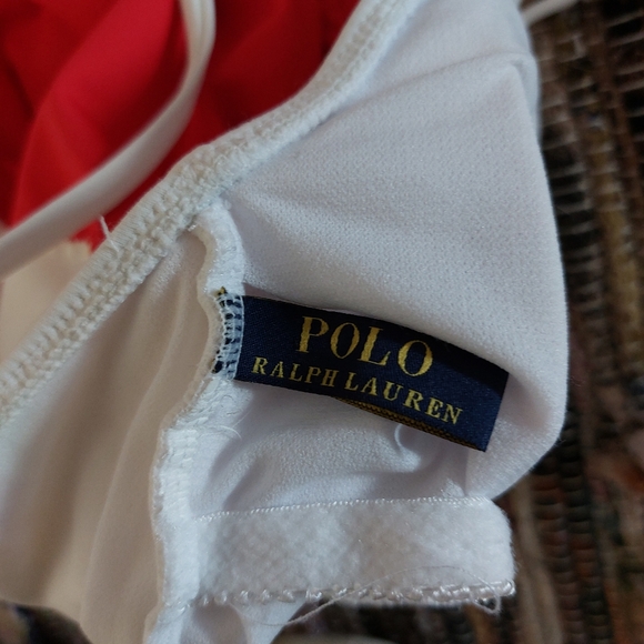 Polo Ralph Lauren Red & White Colorblock One Piece Swimsuit Bathing Suit - Picture 9 of 11